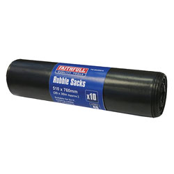 Faithfull FAIBAGRS10 Black Rubble Sacks (Roll 10)