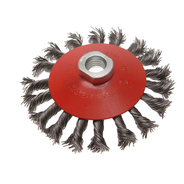 Faithfull 1210014150 Conical Wire Brush 100mm M14x2 Bore, 0.50mm Wire