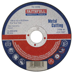 Faithfull FAI1253M Metal Cut Off Disc 125 x 3.2 x 22.23mm