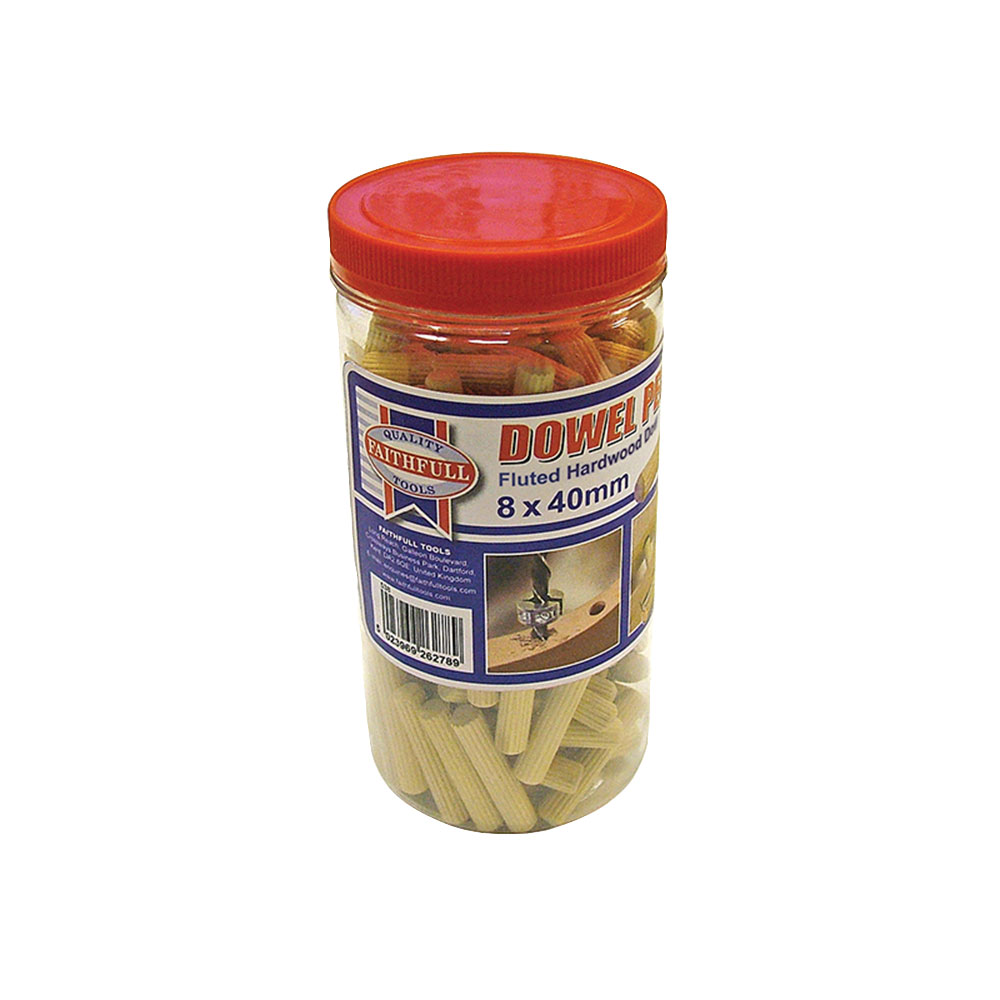 Faithfull FAIDOW8150T Wood Dowels Fluted 40 x 8mm (Tub 150) Rapid Online