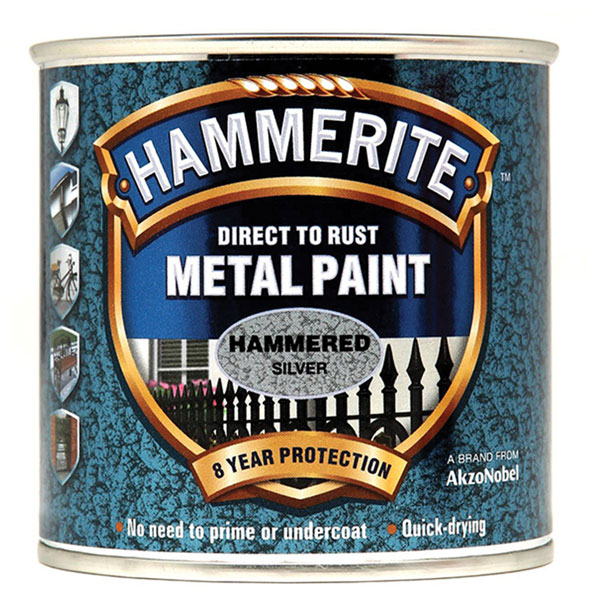  5084798 Direct to Rust Hammered Finish Metal Paint Silver 250ml