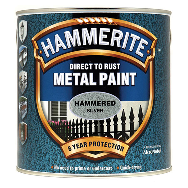  5084801 Direct to Rust Hammered Finish Metal Paint Silver 2.5 Litre