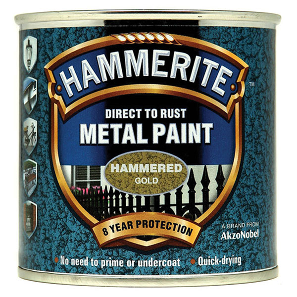  5084818 Direct to Rust Hammered Finish Metal Paint Gold 250ml