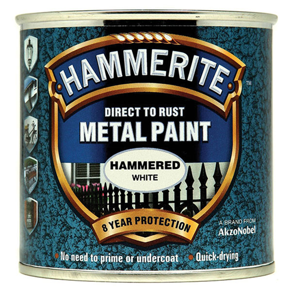  5084836 Direct to Rust Hammered Finish Metal Paint White 250ml