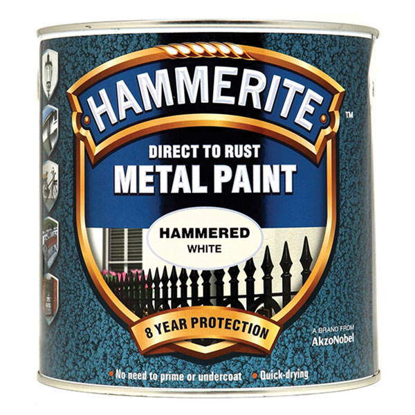 5084839 Direct to Rust Hammered Finish Metal Paint White 2.5 Litre