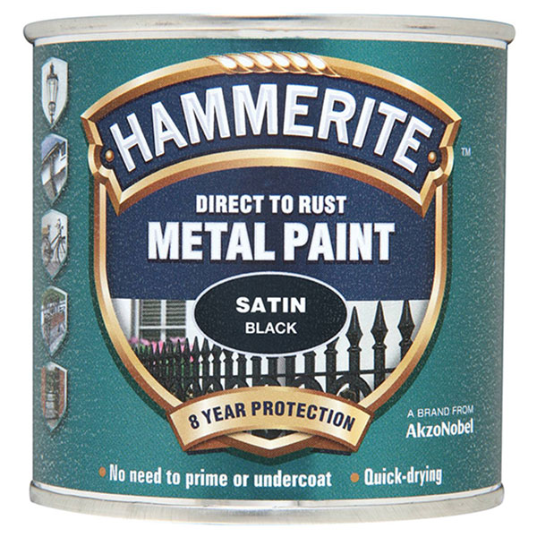  5084904 Direct to Rust Satin Finish Metal Paint Black 250ml