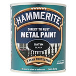 Hammerite 5092829 Direct to Rust Satin Finish Metal Paint Black 750ml