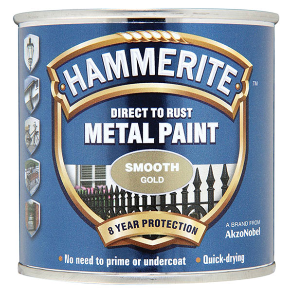  5084847 Direct to Rust Smooth Finish Metal Paint Gold 250ml