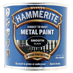 Hammerite 5084863 Direct to Rust Smooth Finish Metal Paint Black 250ml