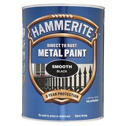 Hammerite 5084867 Direct to Rust Smooth Finish Metal Paint Black 5 Litre