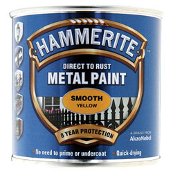 Hammerite 5084874 Direct to Rust Smooth Finish Metal Paint Yellow 250ml