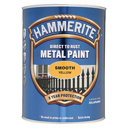 Hammerite 5084878 Direct to Rust Smooth Finish Metal Paint Yellow 5 ...