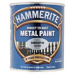 Hammerite 5084894 Direct to Rust Smooth Finish Metal Paint Silver 250ml