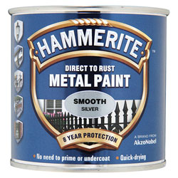 Hammerite 5092808 Direct to Rust Smooth Finish Metal Paint Silver 750ml