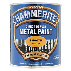 Hammerite 5092874 Direct to Rust Smooth Finish Metal Paint Yellow 750ml