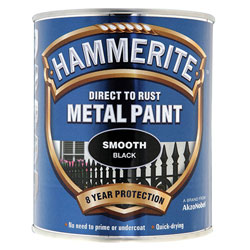 Hammerite 5092966 Direct to Rust Smooth Finish Metal Paint Black 750ml