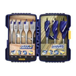 IRWIN® 10507593 Blue Groove Auger & Flat Drill Bit Set, 8 Piece