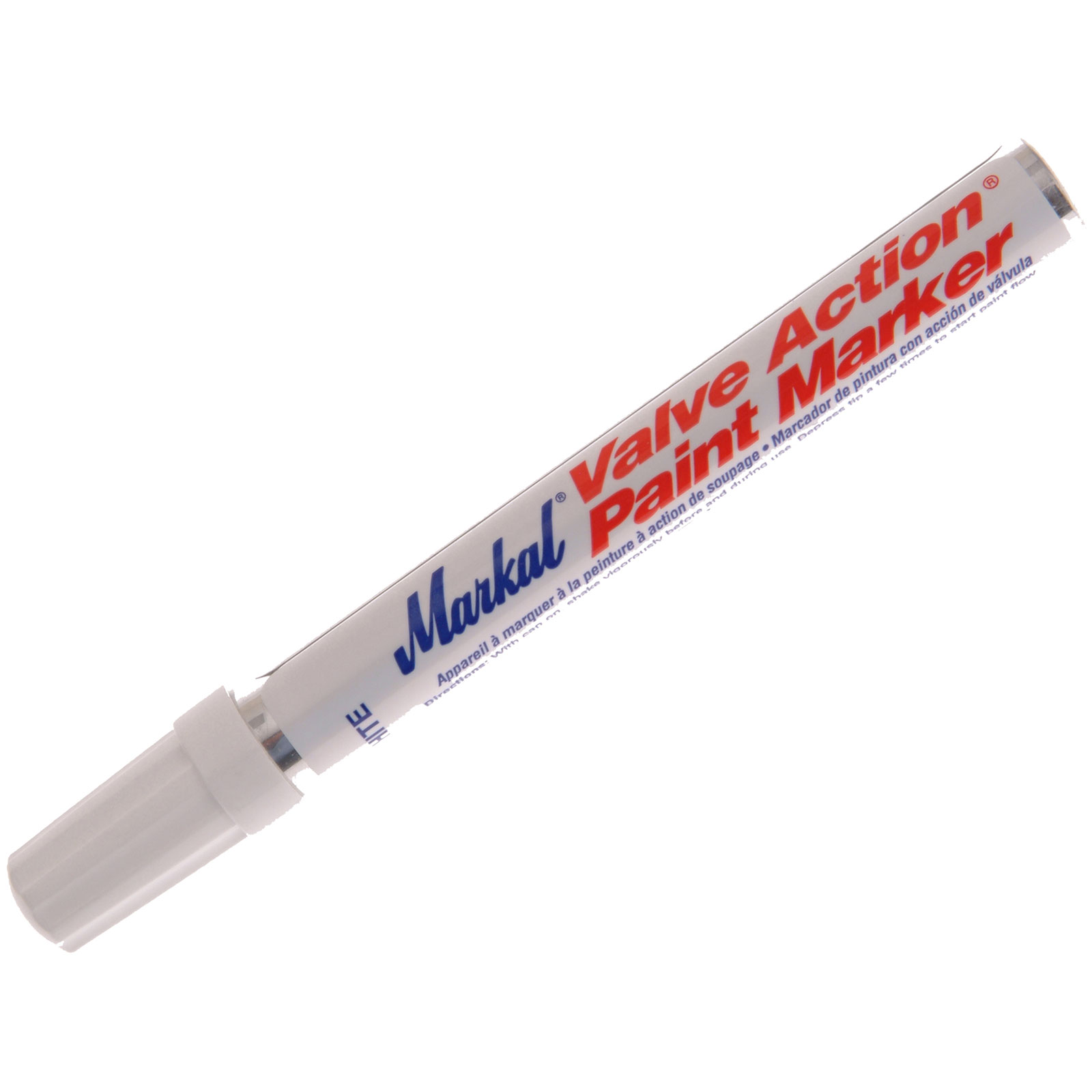 Markal® 96652 Stylmark® Paint Tube Marker, 1/8 in Tip, Metal Ball Tip,  White