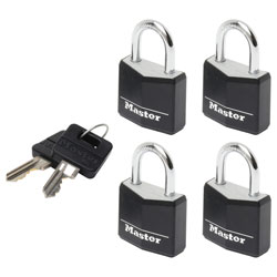 Master Lock 9120EURQBLKNOP Alu Black Vinyl Cover 20mm Padlock 3-Pin-KA x 4