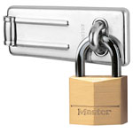 Master Lock 140703EURD Hasp 89mm + Solid Brass Padlock 40mm