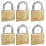 Master Lock 140EURSIX Solid Brass 40mm Padlock 4-Pin - Keyed Alike x 6