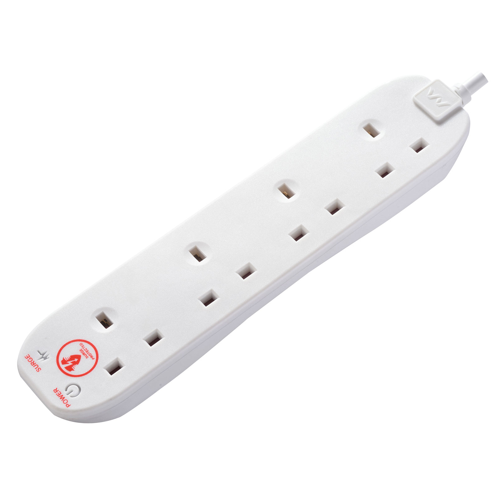 Masterplug SRG4210NMP Extension Lead 240V 4Gang 13A White Surge Protected 2m Rapid Online