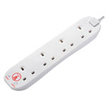 Masterplug SRG4210N-MP Extension Lead 240V 4-Gang 13A White Surge Protected 2m
