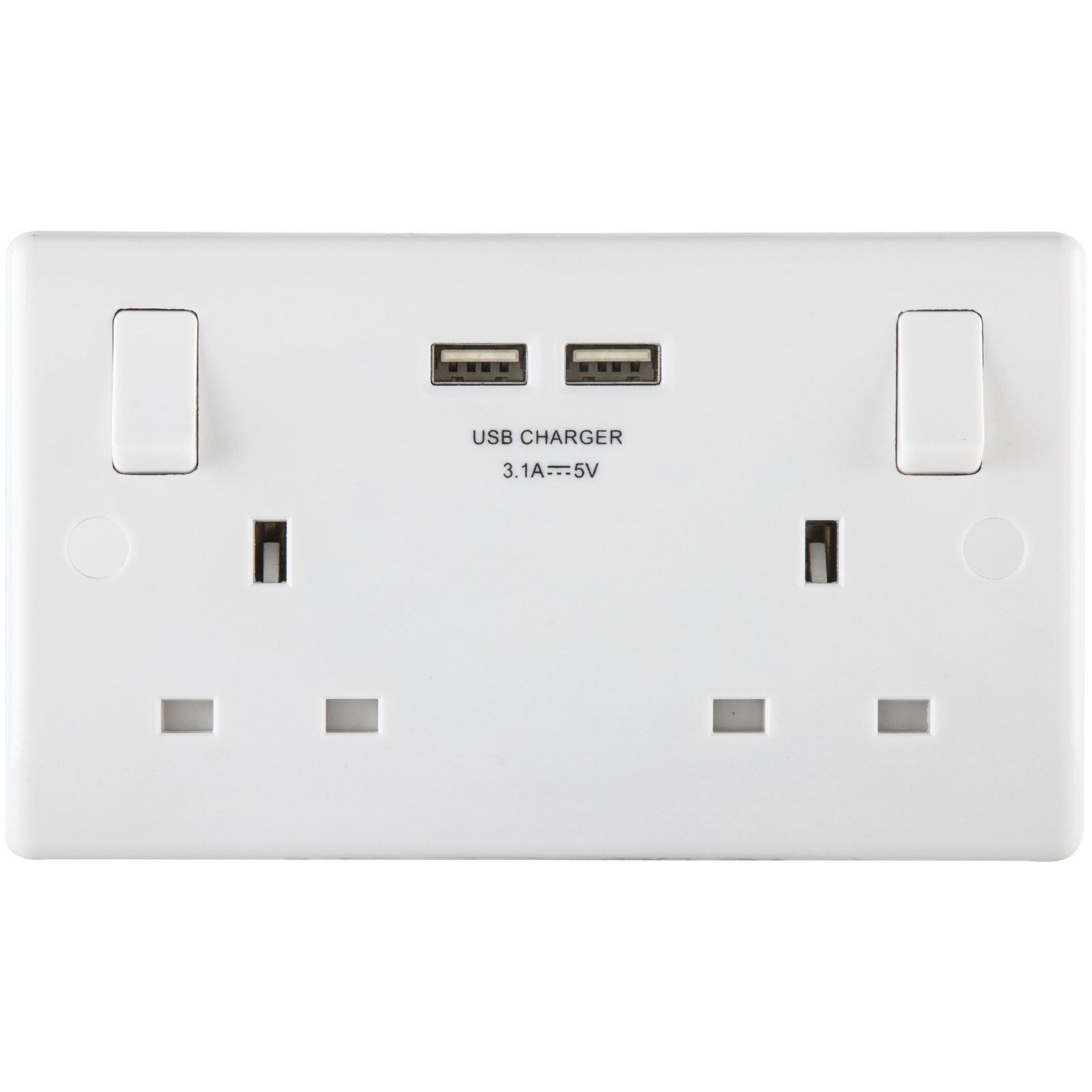 Masterplug 822U3-01 Switched Socket 2-Gang 13A with 2 x USB Ports ...