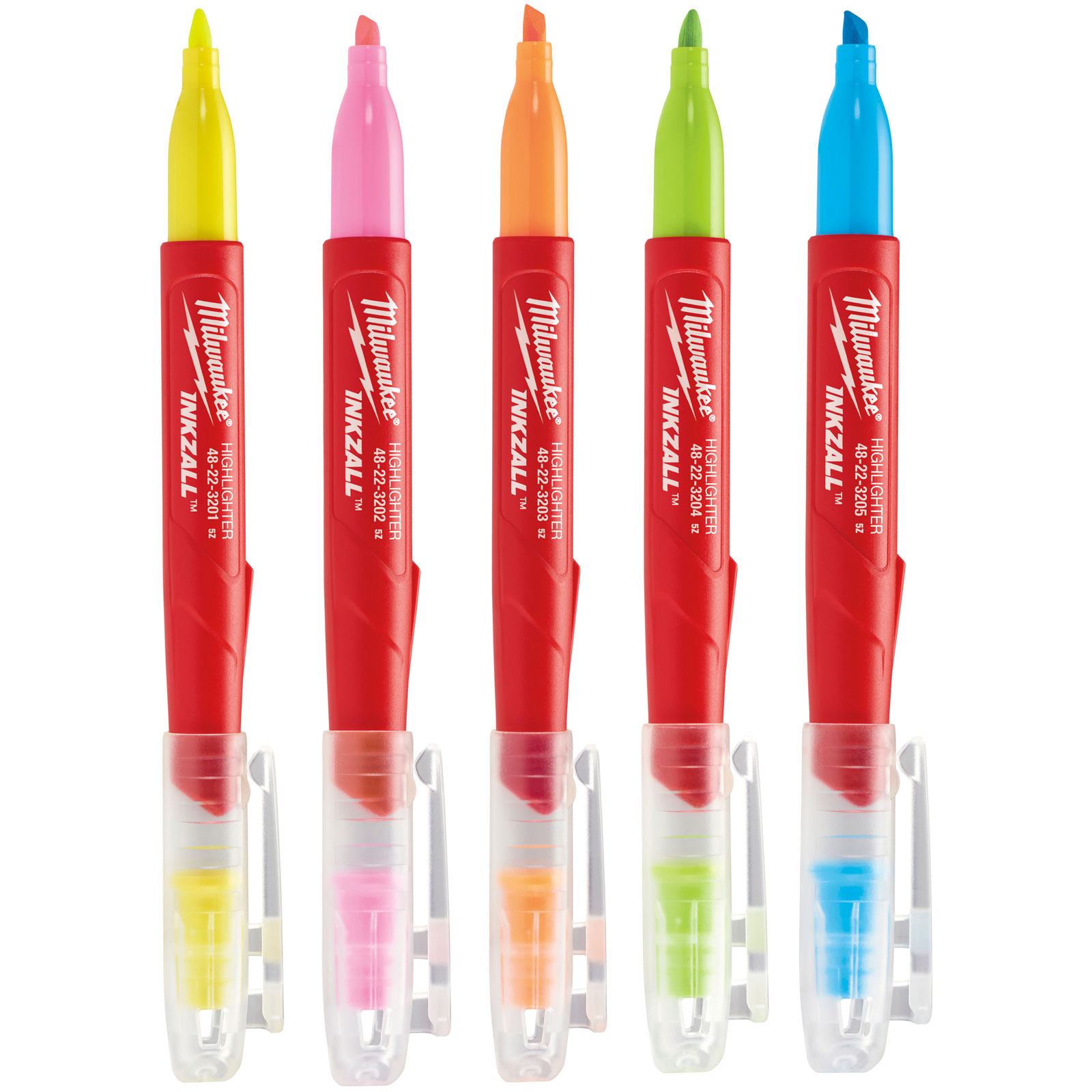 Milwaukee 48223206 INKZALL™ Highlighter Assorted Colours (Pack 5