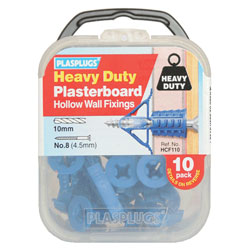 Plasplugs HCF110 Heavy-Duty Plasterboard Fixings Pack of 10