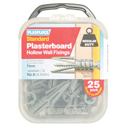 Plasplugs CF111 CF 111 Standard Plasterboard Fixings Pack of 25