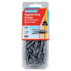 Plasplugs HWR100 Regular-Duty Fixings Pack of 100