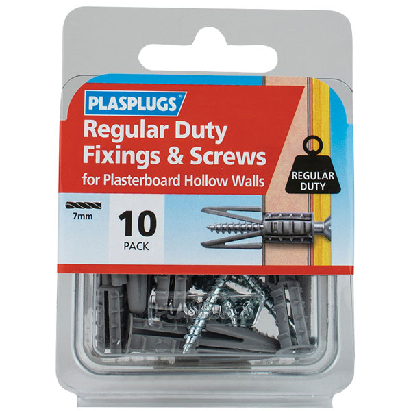 Plasplugs HWRS010 Regular-Duty Fixings & Screws Pack of 10 | Rapid ...