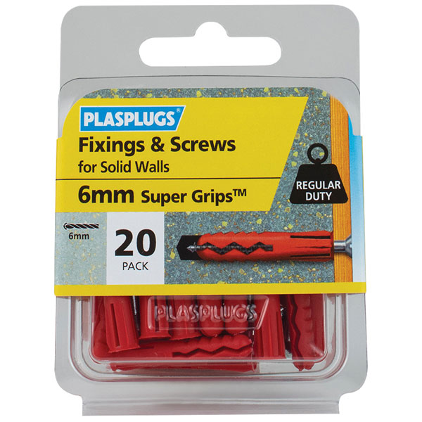  SWRS20 Solid Wall Super Grips™ Fixings Red & Screws Pack of 20