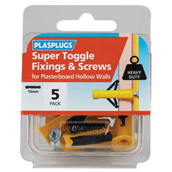 Plasplugs HWSTS05 Super Toggle Fixings & Screws Pack 5