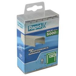 Rapid 40303088 140/6 6mm Galvanised Staples Poly Pack 5000