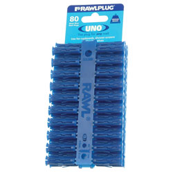 Rawlplug R-U1-BLU-80-C Blue UNO® Plugs 8 x 32mm (Card 80)