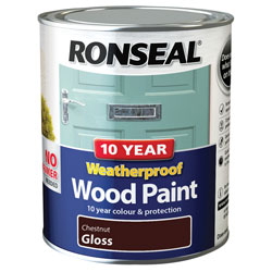 Ronseal 38775 10 Year Weatherproof Wood Paint Chestnut Gloss 750ml