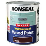 Ronseal 38775 10 Year Weatherproof Wood Paint Chestnut Gloss 750ml