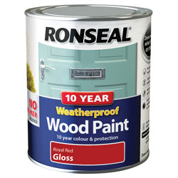 Ronseal 38776 10 Year Weatherproof Wood Paint Royal Red Gloss 750ml