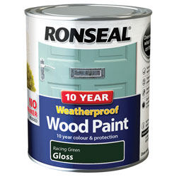 Ronseal 38778 10 Year Weatherproof Wood Paint Racing Green Gloss 750ml