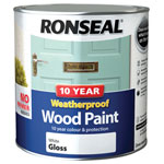 Ronseal 38782 10 Year Weatherproof Wood Paint White Gloss 2.5 litre