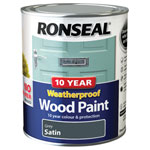 Ronseal 38789 10 Year Weatherproof Wood Paint Grey Satin 750ml