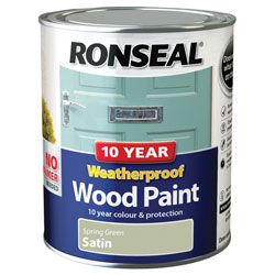 Ronseal 38790 10 Year Weatherproof Wood Paint Spring Green Satin 750ml