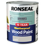 Ronseal 38791 10 Year Weatherproof Wood Paint Grey Stone Satin 750ml