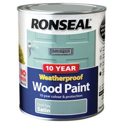 Ronseal 38792 10 Year Weatherproof Wood Paint Duck Egg Blue Satin 750ml