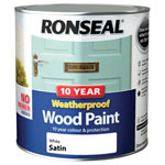 Ronseal 38795 10 Year Weatherproof Wood Paint White Satin 2.5 litre