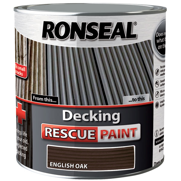 Ronseal 37450 Decking Rescue Paint English Oak 2.5 litre Rapid Online