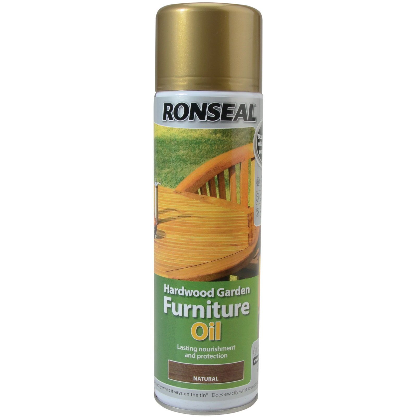Ronseal 35823 Hardwood Garden Furniture Oil Natural Clear Aerosol 500ml Rapid Online