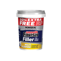 Ronseal 36545 Smooth Finish Multipurpose Wall Filler Ready Mixed 600g +50%